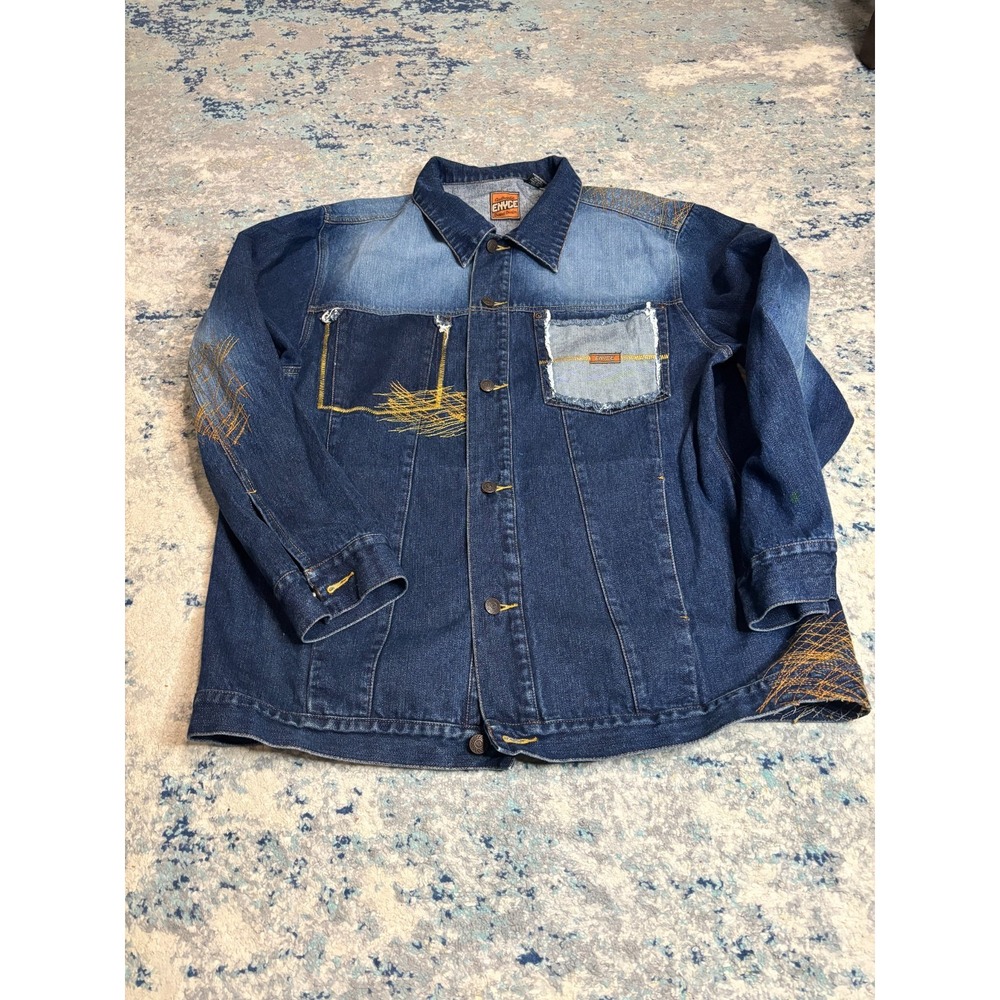 Vintage ENYCE Denim Set 2003 Jacket Large Jeans 32 Y2K Hip Hop Embroidered - Picture 2 of 10